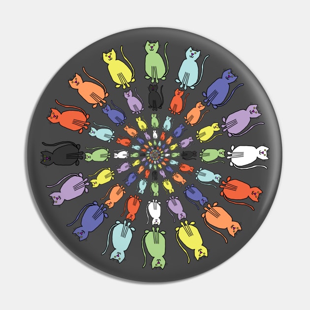 Many Circles of Rainbow Cats Pin by ellenhenryart