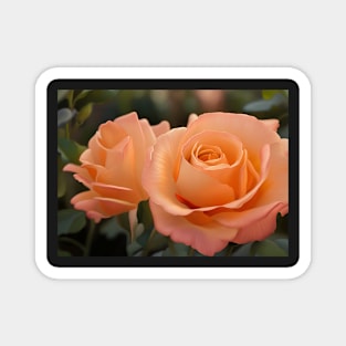 Peach roses in bloom Magnet