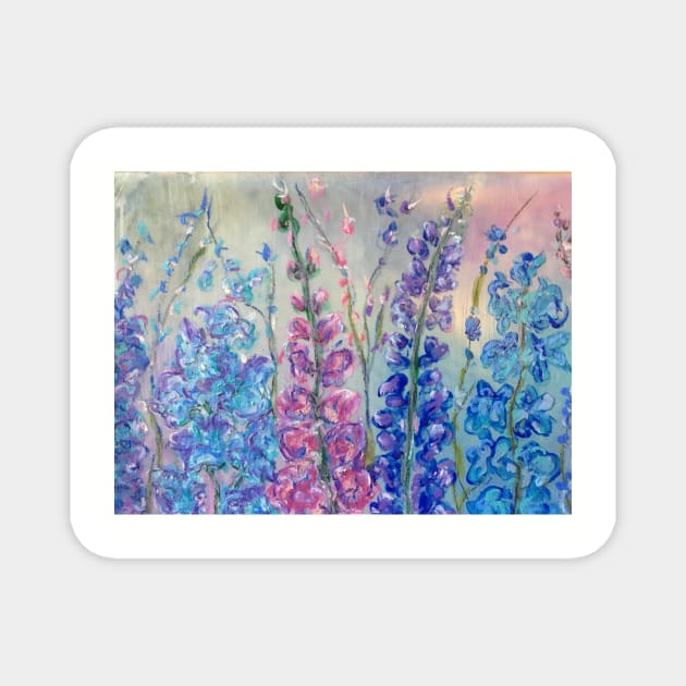 Blue flowers Magnet by Merlinsmates