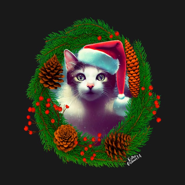 Cat in Christmas wreath by extraordinar-ia