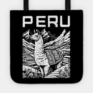 Peruvian Llama Andean Pride Monochrome Peru Art Tote