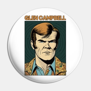 Glen Campbell / Retro Style Fan Design Pin