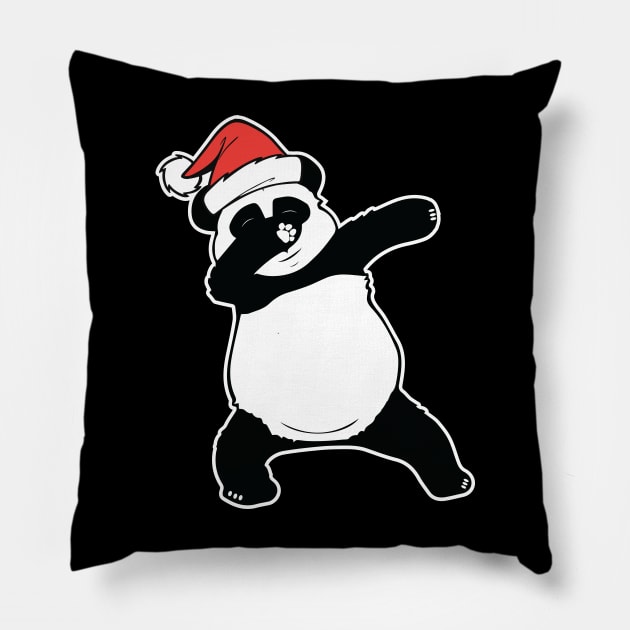 Panda Christmas Santa Hat Dabbing Panda Pillow by alltheprints