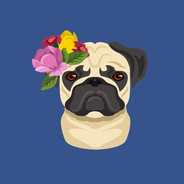 Pug dog portrait flat by amramna