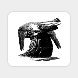 Angel with horn b&w Magnet