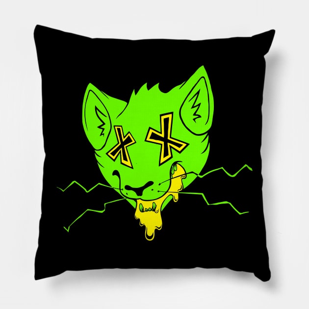 Radioactive Cat Pillow by CliffeArts