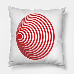 Geometric red concentric circles 3D doodle art Pillow