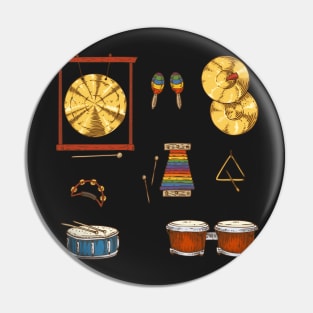 Percussion Musical Instruments. Sticker Pack Pin