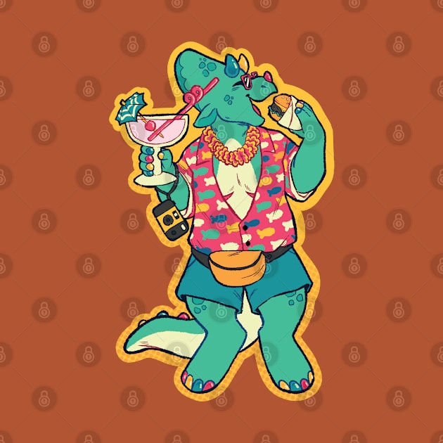 Tropical Vacation Triceratops by mosshund