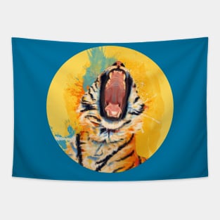 Wild Yawn - Tiger portrait Tapestry