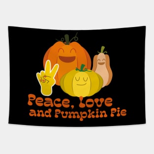 Peace, Love, and Pumpkin Pie Hippie Gnome Thanksgiving Tapestry