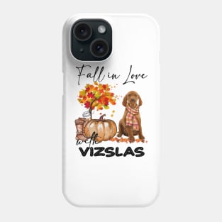 Fall In Love With Vizslas Fall Pumpkin Thanksgiving Phone Case