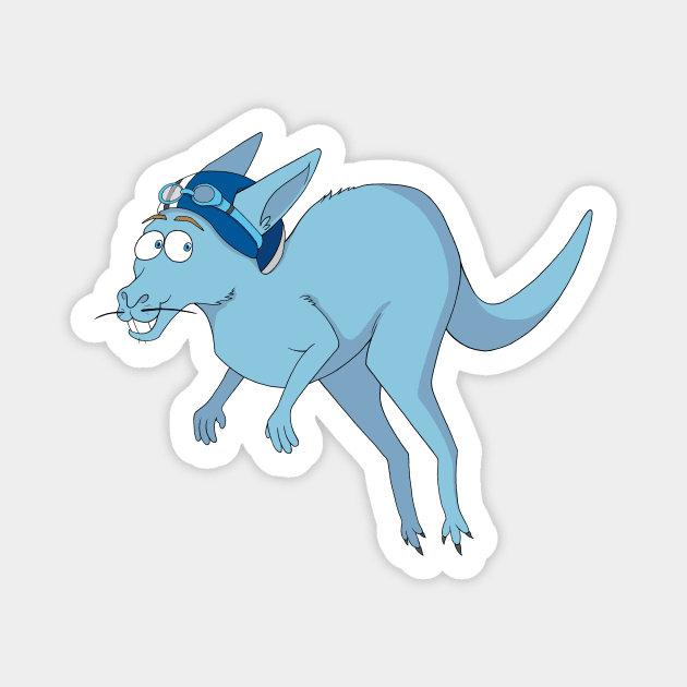 Jumping Blue Kangaroo Magnet by Skarmaiden