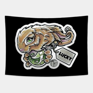 Lucky Rabbit - White Outlined Version Tapestry