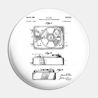 Record Player Patent - Vinyl Fan Music Lover Art - White Pin