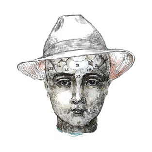 Phrenology head in a Panama hat T-Shirt