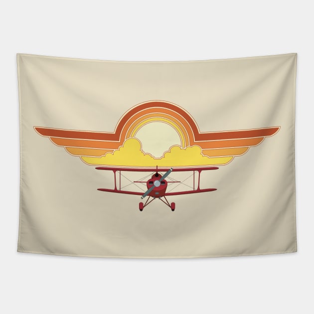 Pitts Biplane Sunset Tapestry by Kassi Skye