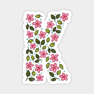 Floral Monogram Letter K Magnet