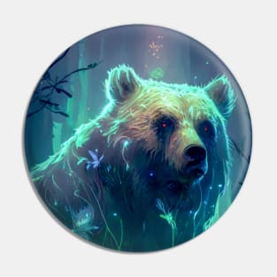 Gizzly Bear Animal Portrait Painting Wildlife Outdoors Adventure Pin