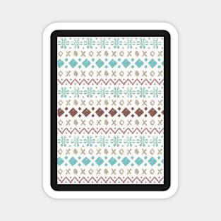 Fairisle pattern - turquoise & brown Magnet