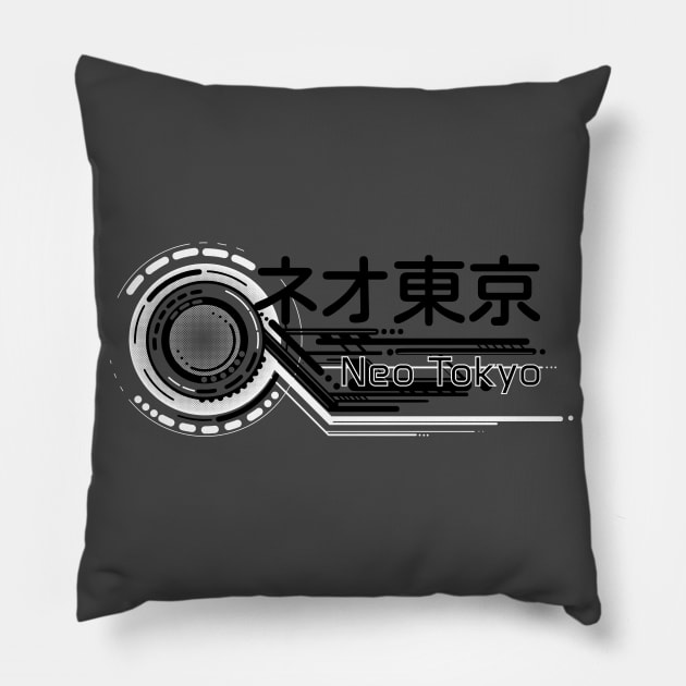 Neo Tokyo Logo Design Pillow by KL Chocmocc