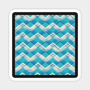 Turquoise Zig Zag Mandala Mix-up with Blue, White and Gold Magnet