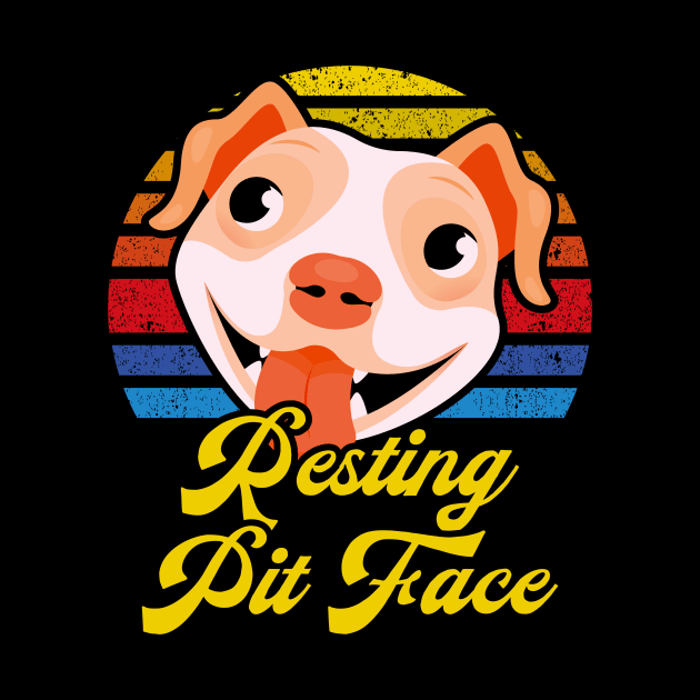 Resting Pit Face - Vintage Retro Sunset - Funny Pitbull Lovers by tiden.nyska