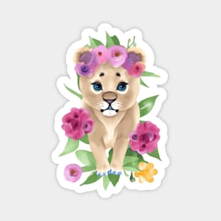 Cute Watercolor Baby Lion Cub Magnet