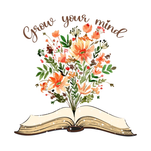 Grow Your Mind Books Flower by AnnetteNortonDesign