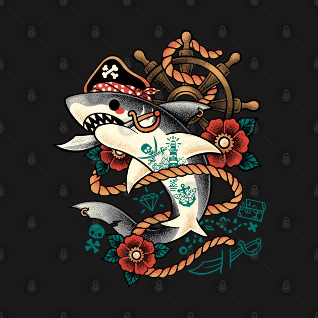 Pirate shark tattoo by NemiMakeit