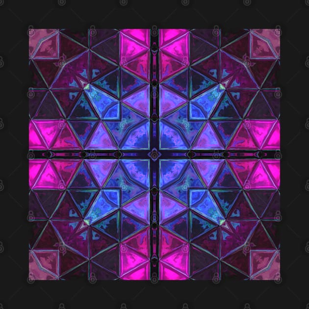 Mosaic Kaleidoscope Square Blue and Purple by WormholeOrbital