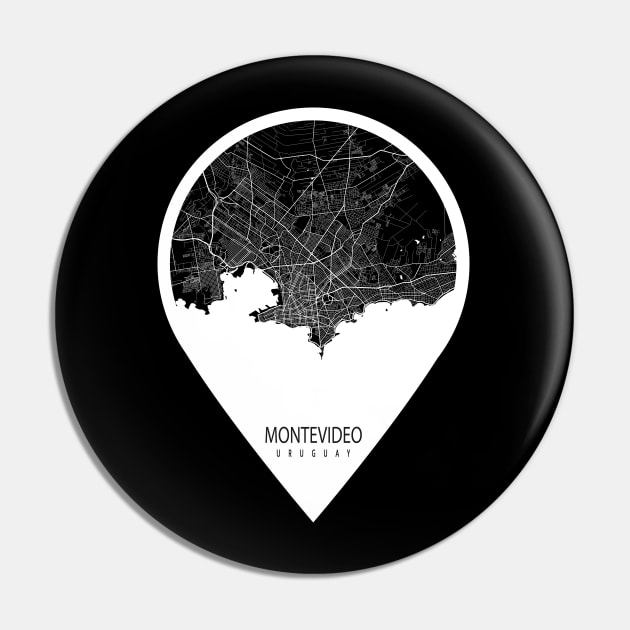 Montevideo, Uruguay City Map - Travel Pin Pin by deMAP Studio