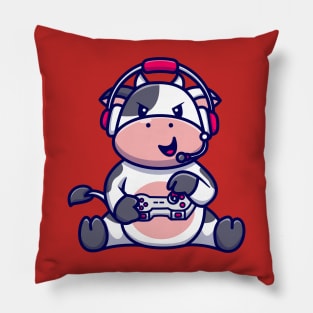 Cute Cow Gaming Cartoon Pillow