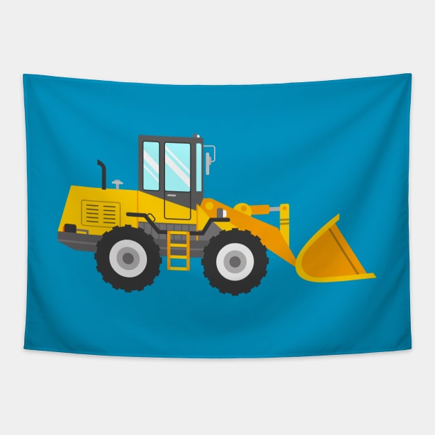 Yellow Bulldozer for Kids Tapestry by vladocar