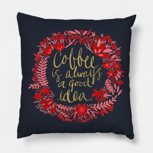 Coffee - Red & Gold Pillow
