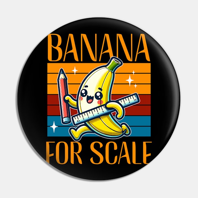 Cute Kawaii Banana For Scale With Vintage Retro Style Pin by Odetee