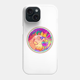 Albino Green Iguana Iguana Chill Drink Tropical Shirt Phone Case