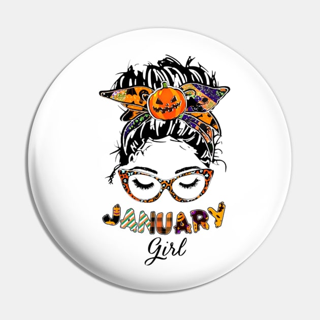 January Girl Halloween Face Wink Eyes Pumpkin Pin by tasmarashad