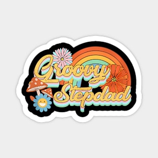 Groovy Step Dad Rainbow Family Birthday Party Daisy Flower Magnet