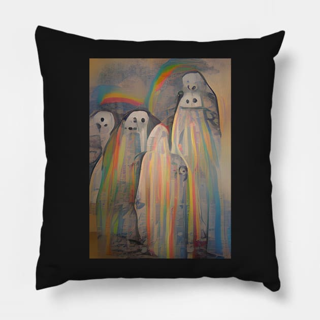 SPOOKY RAINBOW GHOSTS ON HALLOWEEN Pillow by sailorsam1805