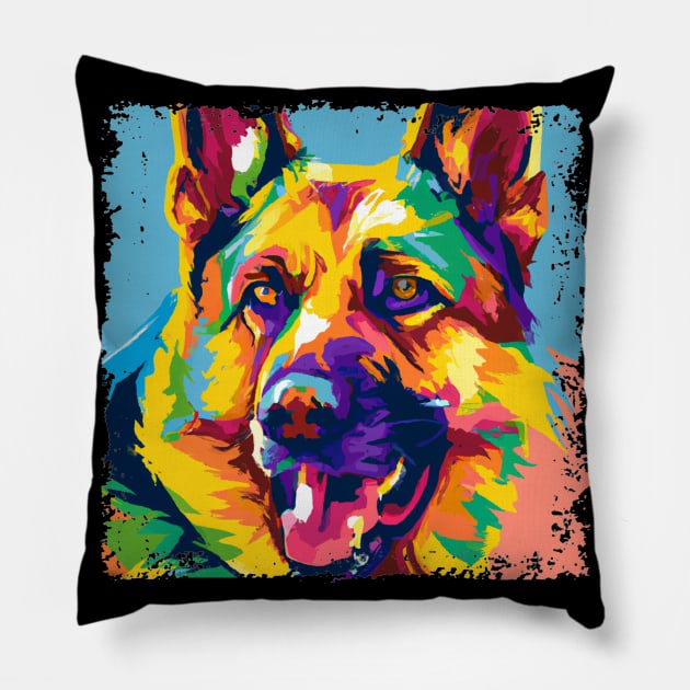 German Shepherd Dog Pop Art - Dog Lover Gifts Pillow by PawPopArt