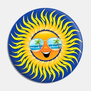 Summer Sun Cartoon with Sunglasses Pin