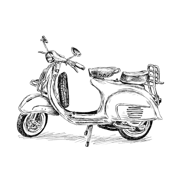 Vintage Vespa Print by rachelsfinelines