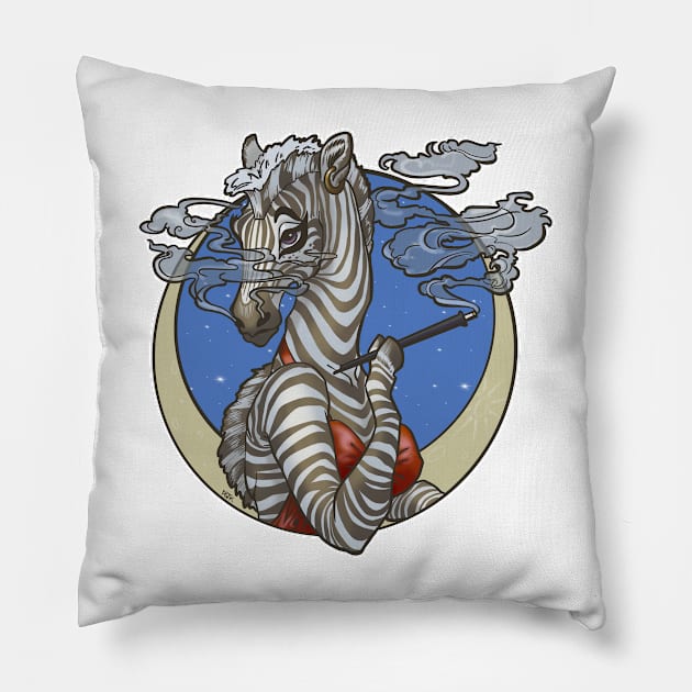 Elegant Art Nouveau Zebra Woman Lady Pillow by RJKpoyp