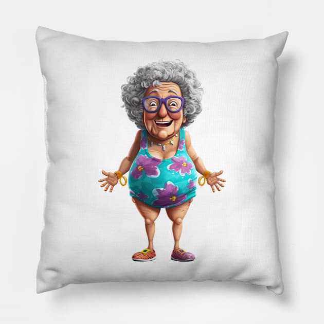 Summer Grandma #1 Pillow by Chromatic Fusion Studio