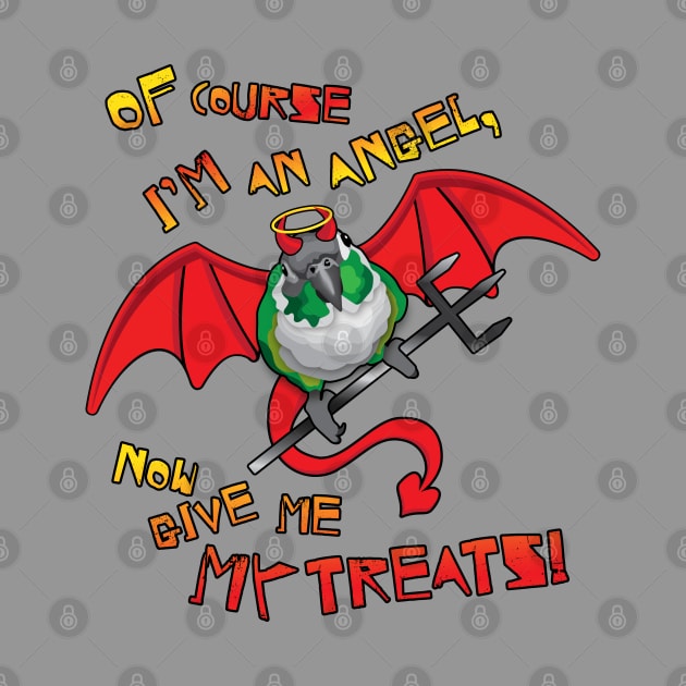 Green Cheek Conure Halloween Devil by TheStuffInBetween