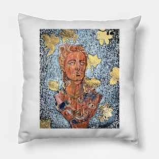 Copper Bust and gold leaf Pillow