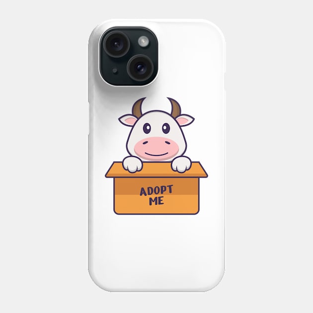 Cute cow in box with a poster Adopt me. Phone Case by kolega