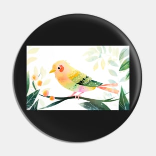 Whimsical and Cute Watercolor Bird Pin