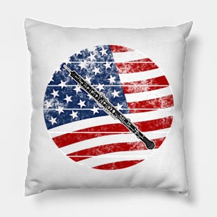 Oboe USA Flag Oboist Woodwind Musician 4th July Pillow